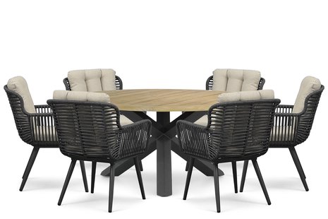 Coco Custa/Rockville 160 cm dining tuinset 7-delig