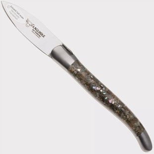 Laguiole en Aubrac Oyster Abalone, Brushed Stainless Steel, oestermes, abalone- en oesterschelp