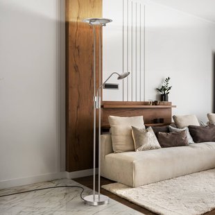 FISCHER & HONSEL LED vloerlamp Tallri, nikkel Hoogte 180 cm 2-lamps CCT Touchdim