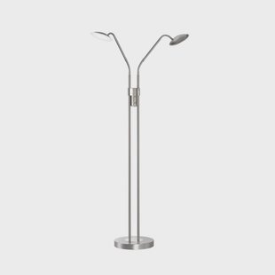 FISCHER & HONSEL LED vloerlamp Tallri, nikkel Hoogte 135 cm 2-lamps CCT Touchdim