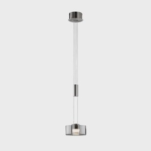 FISCHER & HONSEL LED hanglamp LAVIN, nikkel/rookkleurig, Ø 20 cm, metaal/glas dimbaar