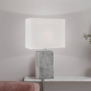 FISCHER & HONSEL Tafellamp Amiens, wit/nikkel, hoogte 50 cm Linnen/metaal