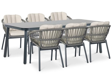 De Laan Malaga/Tavano 220x90 cm dining tuinset 7-delig