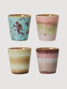 Handgemaakte mokken Reactive Glaze 70's, 4-delig