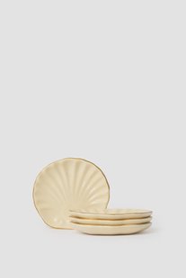 Lichtgeel schelpen dessertbordje