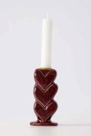 Zusss Kandelaar Keramiek Hartjes Donkerrood
