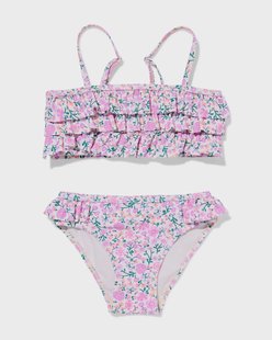 HEMA Kinderbikini bloemen ruffels lila (lila)