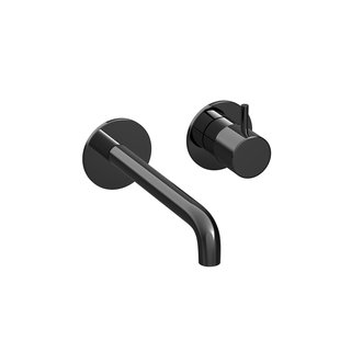 Inbouw Wastafelkraan Hotbath Cobber 18 cm Gebogen Uitloop 1-Hendel Gepolijst Zwart PVD