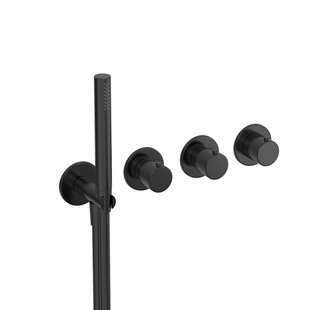 Bad- en Douchethermostaat Hotbath Cobber Inbouw 2 Stopkranen Geborsteld Zwart PVD (excl. inbouwdeel)