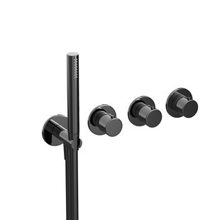 Bad- en Douchethermostaat Hotbath Cobber Inbouw 2 Stopkranen Gepolijst Zwart PVD (excl. inbouwdeel)