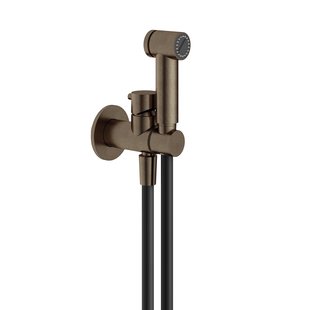 Knijphanddoucheset Hotbath MATE met doucheslang 1 mtr, houder met mengkraan AB Verouderd Messing