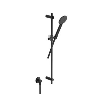 Hotbath COBBER Glijstang 90 cm met wandaansluitbocht, doucheslang 1,5 mtr en handdouche Geborsteld Zwart PVD (M308MBP)