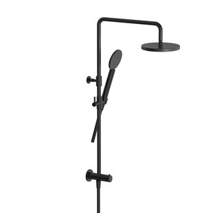 Hotbath COBBER Stortdoucheset, hoofddouche 20 cm en doucheslang 1,5 mtr met handdouche Geborsteld Zwart PVD (M438MBP1)