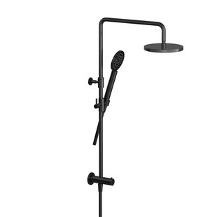 Hotbath COBBER Stortdoucheset, hoofddouche 20 cm en doucheslang 1,5 mtr met handdouche Gepolijst Zwart PVD (M438PBP1)