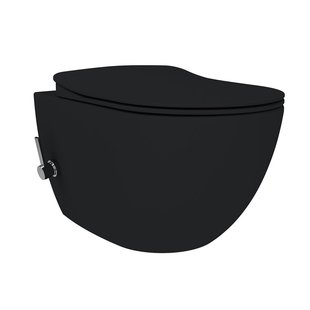 BWS Wandcloset Free met Bidetkraan Koud en Warm 51x35x34 cm Zwart (Excl. Zitting)