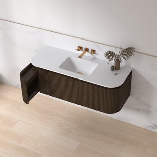 Badmeubelset Sanilux Eleganza 120 cm Keramiek Zonder Kraangat Dark Walnut