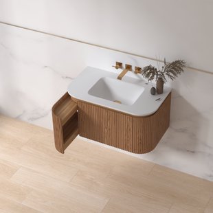 Badmeubelset Sanilux Eleganza 80 cm Keramiek Zonder Kraangat Acacia