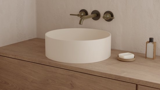 Opbouwwastafel Ideavit Solidthin 40x40x12.5 cm Solid Surface Mat Crème