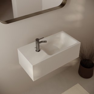 Wastafel Ideavit Solidtetris 60x30x20 cm Met Kraangat Solid Surface Mat Wit