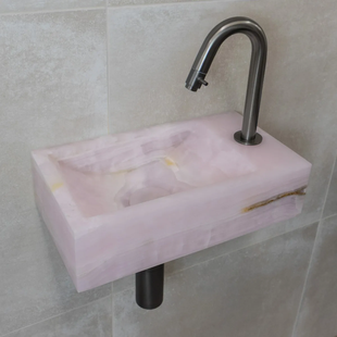 Fontein BWS Onyx Kraangat Rechts Roze 39x22x10 Cm
