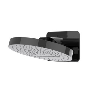 Hoofddouche IVY HALO Wandmodel Inc. Wandbeugel en Inbouwbox 32 cm Zwart Chroom PVD