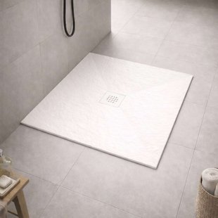 Douchebak BWS Stonelle Antislip Composiet 90x90x3 cm Inkortbaar Mat Wit