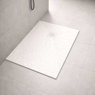 Douchebak BWS Stonelle Antislip Composiet 90x120x3 cm Inkortbaar Mat Wit