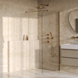 BRAUER Orion inloopdouche helder glas 90x200 incl. glascoating Geborsteld Goud PVD