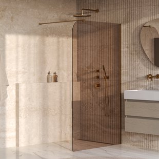 BRAUER Orion inloopdouche brons glas 120x200 incl. glascoating Geborsteld Goud PVD