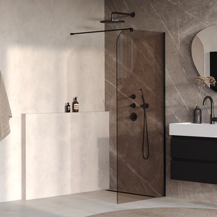 BRAUER Orion inloopdouche brons glas 100x200 incl. glascoating Mat Zwart