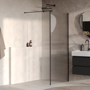 BRAUER Oblivion Flow inloopdouche helder ribbelglas 90x200 met zijwand 30 incl. glascoating Mat Zwart