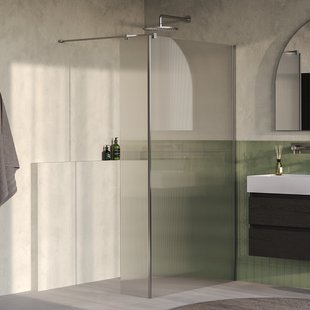 BRAUER Oblivion Flow inloopdouche helder ribbelglas 120x200 met zijwand 30 incl. glascoating Geborsteld RVS PVD