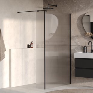 BRAUER Oblivion Flow inloopdouche helder ribbelglas 120x200 met zijwand 30 incl. glascoating Mat Zwart