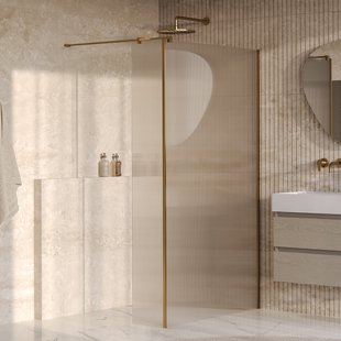 BRAUER Oblivion Flow inloopdouche helder ribbelglas 120x200 met zijwand 30 incl. glascoating Geborsteld Goud PVD