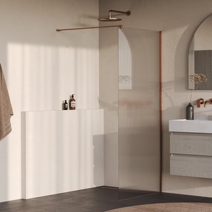 BRAUER Oblivion Flow inloopdouche helder ribbelglas 90x200 incl. glascoating Geborsteld Koper PVD