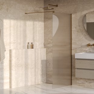 BRAUER Oblivion Flow inloopdouche helder ribbelglas 90x200 incl. glascoating Geborsteld Goud PVD