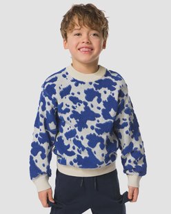 HEMA Kindertrui gebreid koeienprint blauw (blauw)