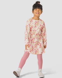 HEMA Kinderjurk rib bloemen ecru (ecru)