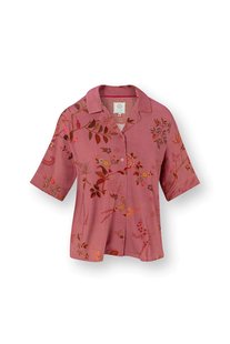 Pip Studio Flora Top Korte Mouw Bodhi Flower Donkerroze S