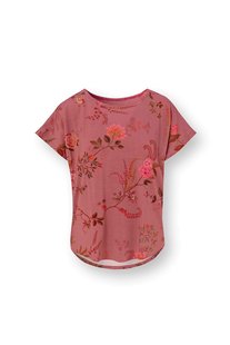 Pip Studio Tatum Top Korte Mouw Bodhi Flower Donkerroze XL
