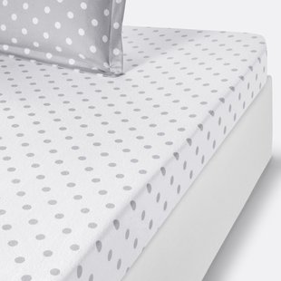 Hoeslaken in flanel met stippenprint Clarisse