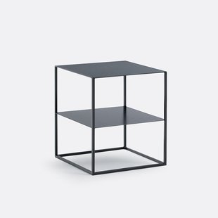 Nachttafel in staal, 2 legplanken, Janik