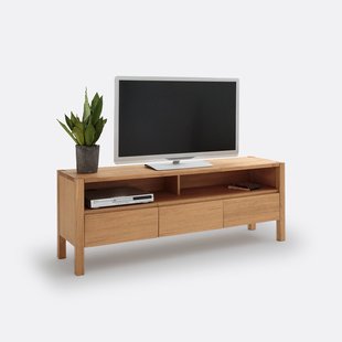 Eiken en eikenfineer TV-meubel 160 cm, ADÉLITA