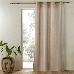 Linnen gordijn gevoerd met katoen met oogjes Colin