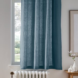 Gordijn in gewassen linnen met oogjes, radiator, Onega