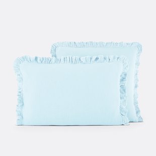 Effen kussensloop in tetra, met volant, Kumla