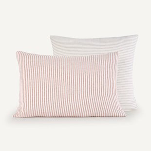 Kussensloop in geweven-geverfd gewassen linnen, Deutzia