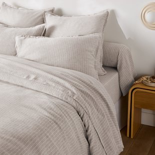 Dekbedovertrek in gewassen linnen, gestreept, Linot