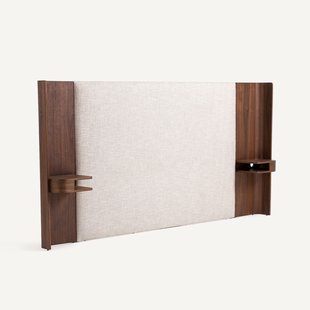 Hoofdbord in notenfineer, geïntegreerde nachtkastjes, Abbas