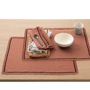 Set van 2 placemats linnen/katoen Menorca